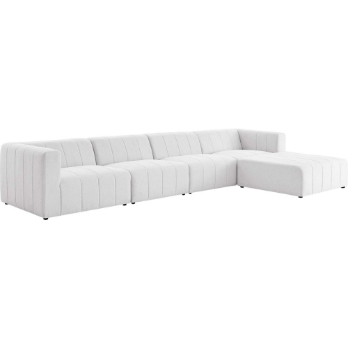 Bartlett 5 Piece Sectional Sofa in Channel Tufted Ivory Fabric