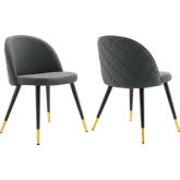 Cordial Dining Chair in Gray Fabric & Black Metal (Set of 2)