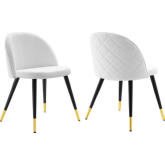 Cordial Dining Chair in White Fabric & Black Metal (Set of 2)