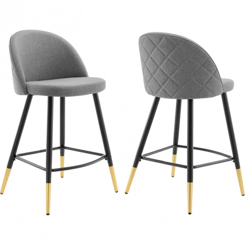 Cordial Counter Stool in Light Gray Fabric & Black Metal (Set of 2)