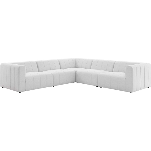 Bartlett 5 Piece Sectional Sofa in Channel Tufted Ivory Fabric