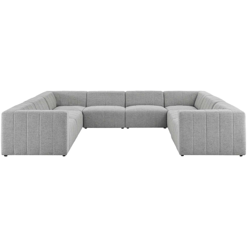 Bartlett 8 Piece Sectional Sofa in Channel Tufted Light Gray Fabric