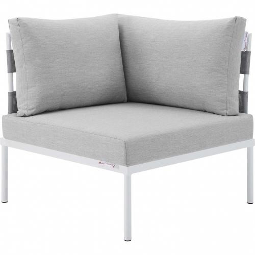 Harmony Outdoor Corner Chair in Gray Weave & Gray Sunbrella &reg;