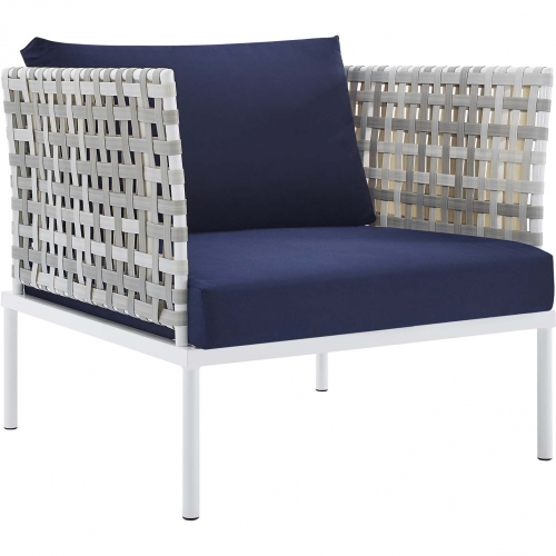 Harmony Outdoor Arm Chair in Taupe Weave & Navy Sunbrella &reg;