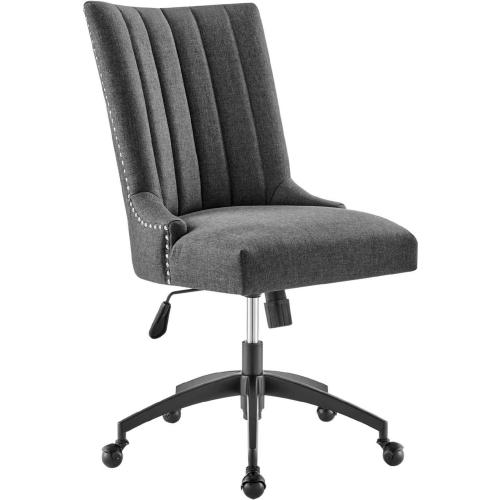 Empower Office Chair in Channel Tufted Gray Fabric & Black Legs