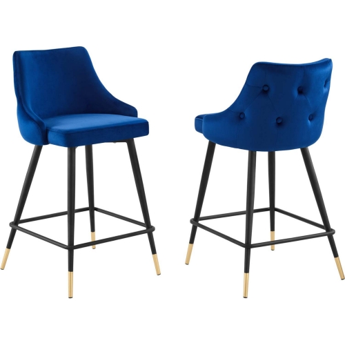 Adorn Counter Stool in Navy Blue Velvet (Set of 2)