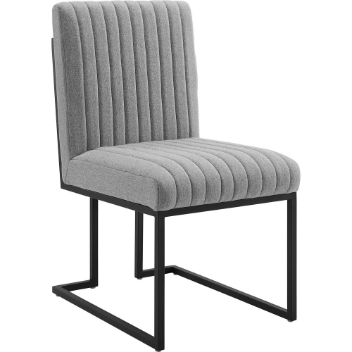 Indulge Dining Chair in Channel Tufted Light Gray Fabric