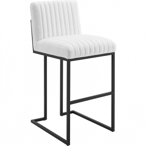 Indulge Bar Stool in Channel Tufted White Fabric