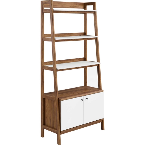 Bixby 33" Bookcase in Walnut & White Finish