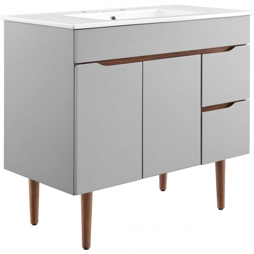 Harvest 36" Bathroom Vanity Cabinet in Gray & White