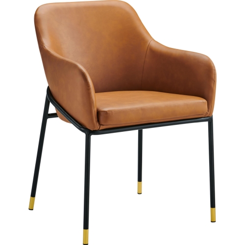 Jovi Dining Chair in Tan Vegan Leather & Black Metal