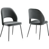 Nico Dining Chair in Gray Velvet & Black Metal (Set of 2)