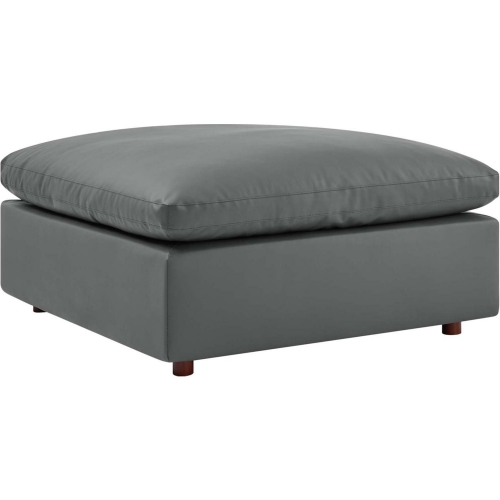 Commix Down Overstuffed Ottoman in Gray Vegan Leather