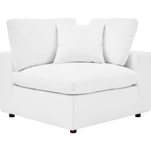 Commix Down Overstuffed Corner Chair in White Vegan Leather