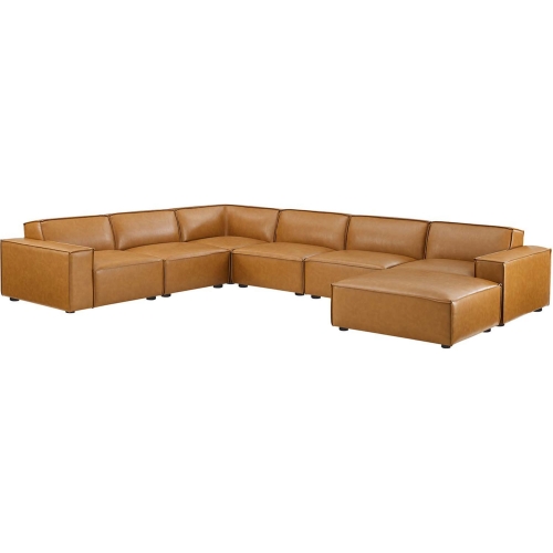 Restore 7 Piece Sectional Sofa in Tan Vegan Leather