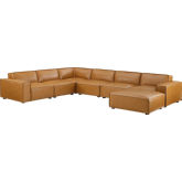 Restore 7 Piece Sectional Sofa in Tan Vegan Leather