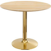 Verne 35" Dining Table in Natural Wood Finish & Chrome Gold