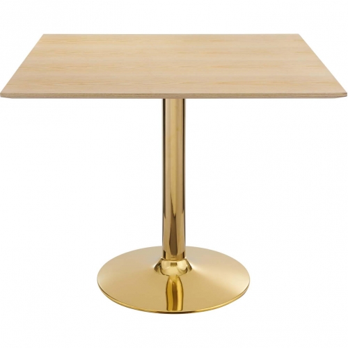 Verne 35" Square Dining Table in Natural Wood Finish & Chrome Gold