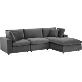 Commix Down Filled Overstuffed 4 Piece Sectional Sofa in Gray Velvet