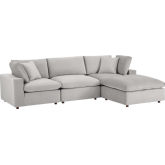 Commix Down Filled Overstuffed 4 Piece Sectional Sofa in Light Gray Velvet