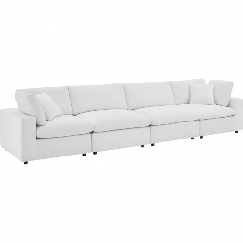 Commix Down Filled Overstuffed 4 Piece Sofa in White Performance Velvet