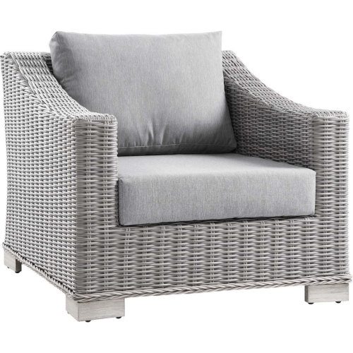 Conway Outdoor Arm Chair in Gray Fabric & Gray Wicker Rattan