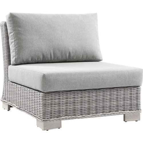 Conway Outdoor Armless Chair in Gray Fabric & Gray Wicker Rattan