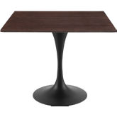 Lippa 36" Square Dining Table in Cherry Walnut Finish & Black Metal