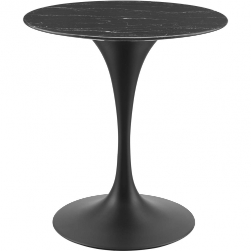 Lippa 28" Dining Table in Black Faux Marble & Metal