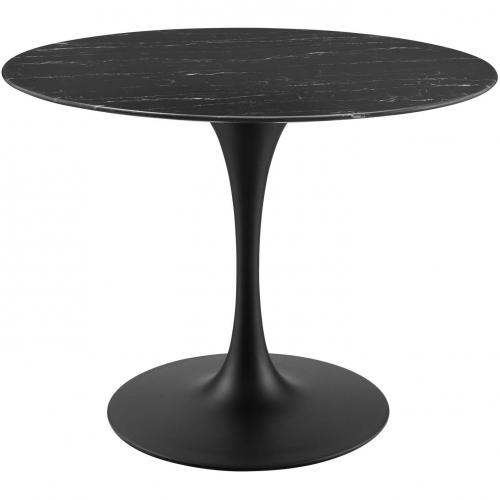 Lippa 40" Dining Table in Black Faux Marble & Metal