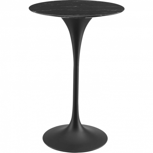 Lippa 28" Bar Table in Black Faux Marble & Metal