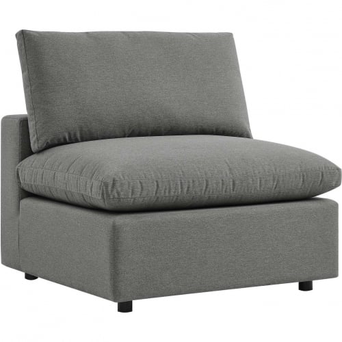 Commix Overstuffed Outdoor Armless Chair in Charcoal Gray Fabric