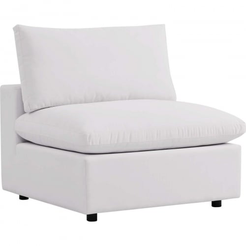 Commix Overstuffed Outdoor Armless Chair in White Fabric