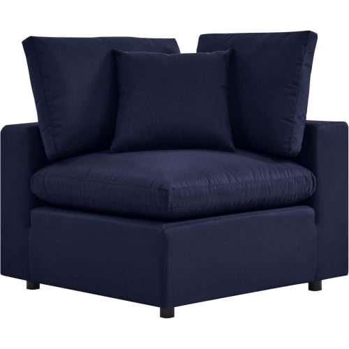 Commix Overstuffed Outdoor Corner Chair in Navy Blue Fabric