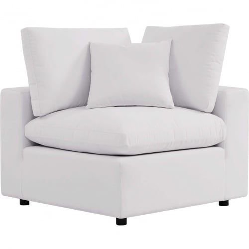 Commix Overstuffed Outdoor Corner Chair in White Fabric