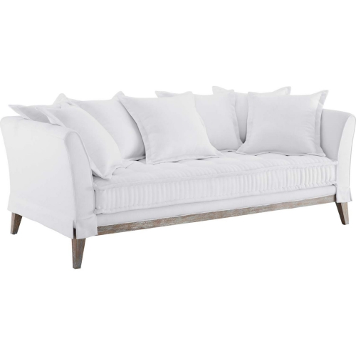 Rowan Sofa in White Fabric & Wood