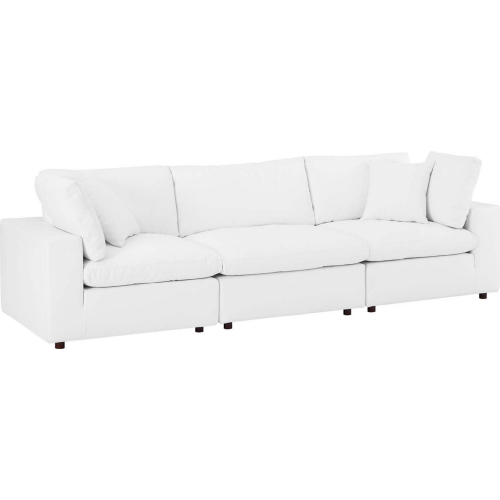 Commix Down Filled Overstuffed Sofa in White Vegan Leather