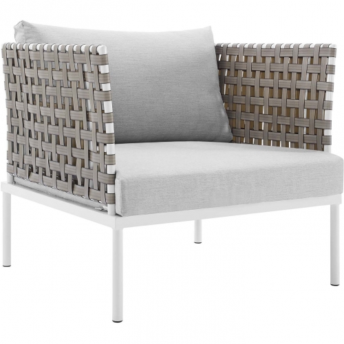 Harmony Outdoor Arm Chair in Tan Weave & Gray Sunbrella &reg;