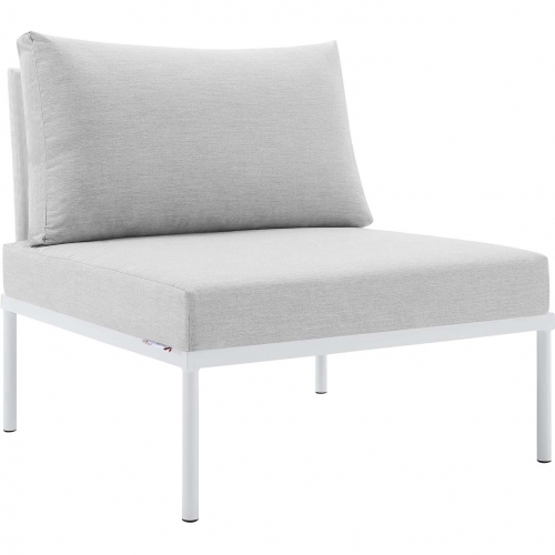 Harmony Outdoor Armless Chair in White Weave & Gray Sunbrella &reg;