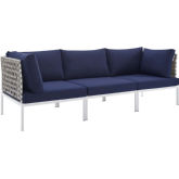 Harmony Outdoor Sofa in Tan Weave & Navy Sunbrella &reg;