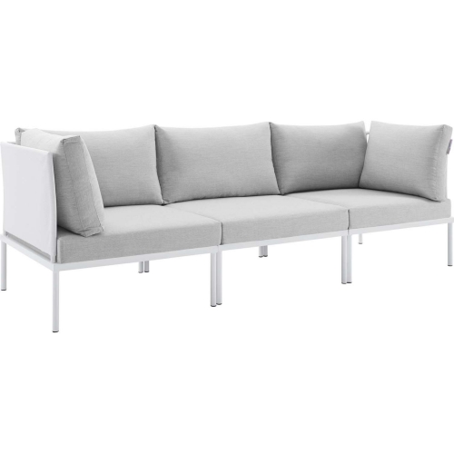 Harmony Outdoor Sofa in White Weave & Gray Sunbrella &reg;