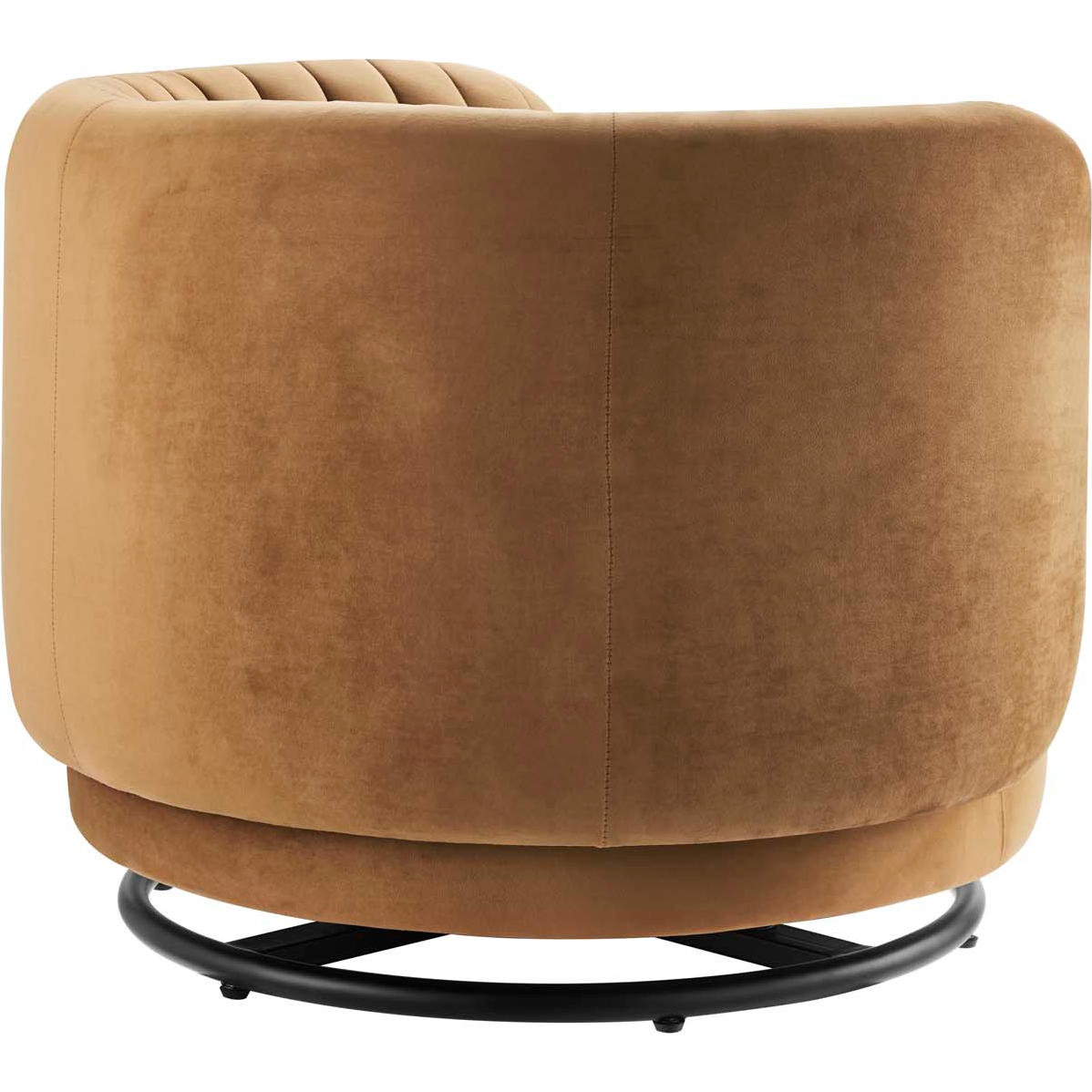 MODWAY Embrace Cognac Tufted Performance Velvet Swivel Chair EEI