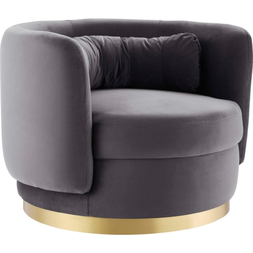 Relish Accent Swivel Chair in Gray Velvet & Gold Metal