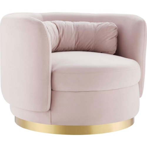 Relish Accent Swivel Chair in Pink Velvet & Gold Metal