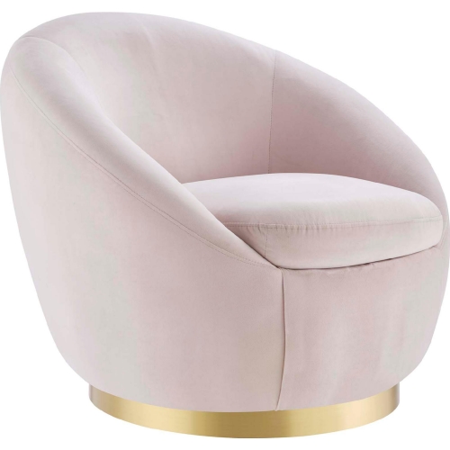 Buttercup Accent Swivel Chair in Pink Velvet & Gold Metal