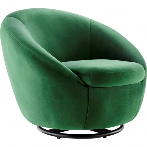 Buttercup Accent Swivel Chair in Emerald Green Velvet & Black Metal