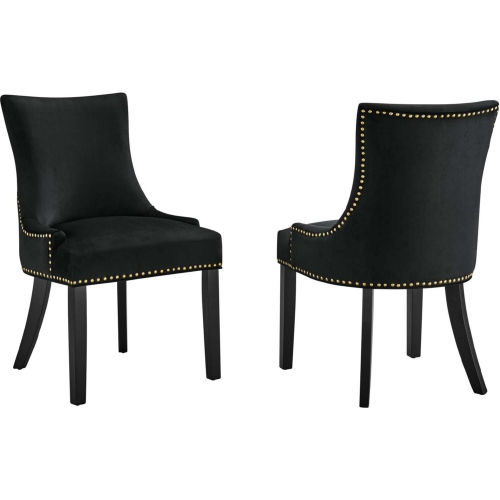 Marquis Dining Chair in Black Velvet w/ Nailhead (Set of 2)