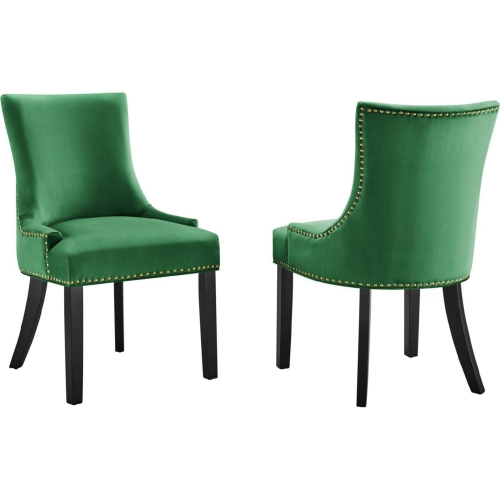 Marquis Dining Chair in Emerald Velvet w/ Nailhead (Set of 2)