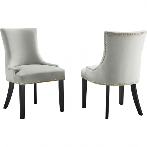 Marquis Dining Chair in Light Gray Velvet w/ Nailhead (Set of 2)