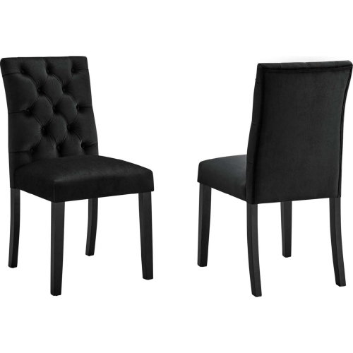 Duchess Dining Chair in Tufted Black Velvet (Set of 2)